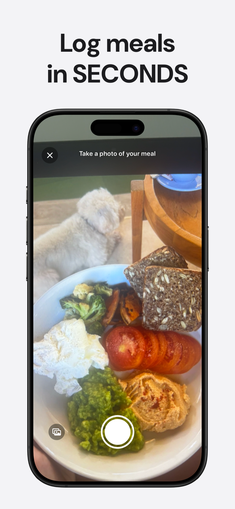 Log meals in seconds — Iron Tracker showing photo, barcode and voice logging options